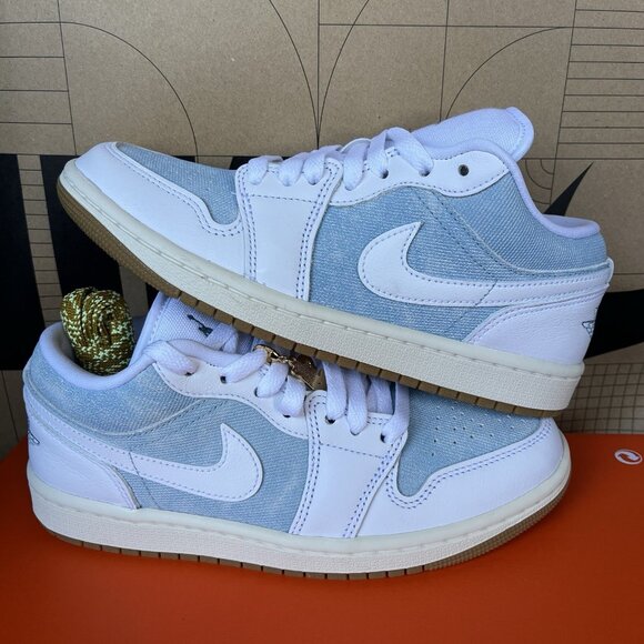 NEW Nike Air Jordan 1 Low SE Denim Worn Blue HQ2004-400 Women Size 7 - Picture 1 of 7